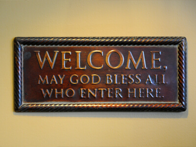 Welcome sign in our office